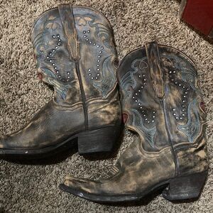 Dan Post Brown and Blue Heeled Boots